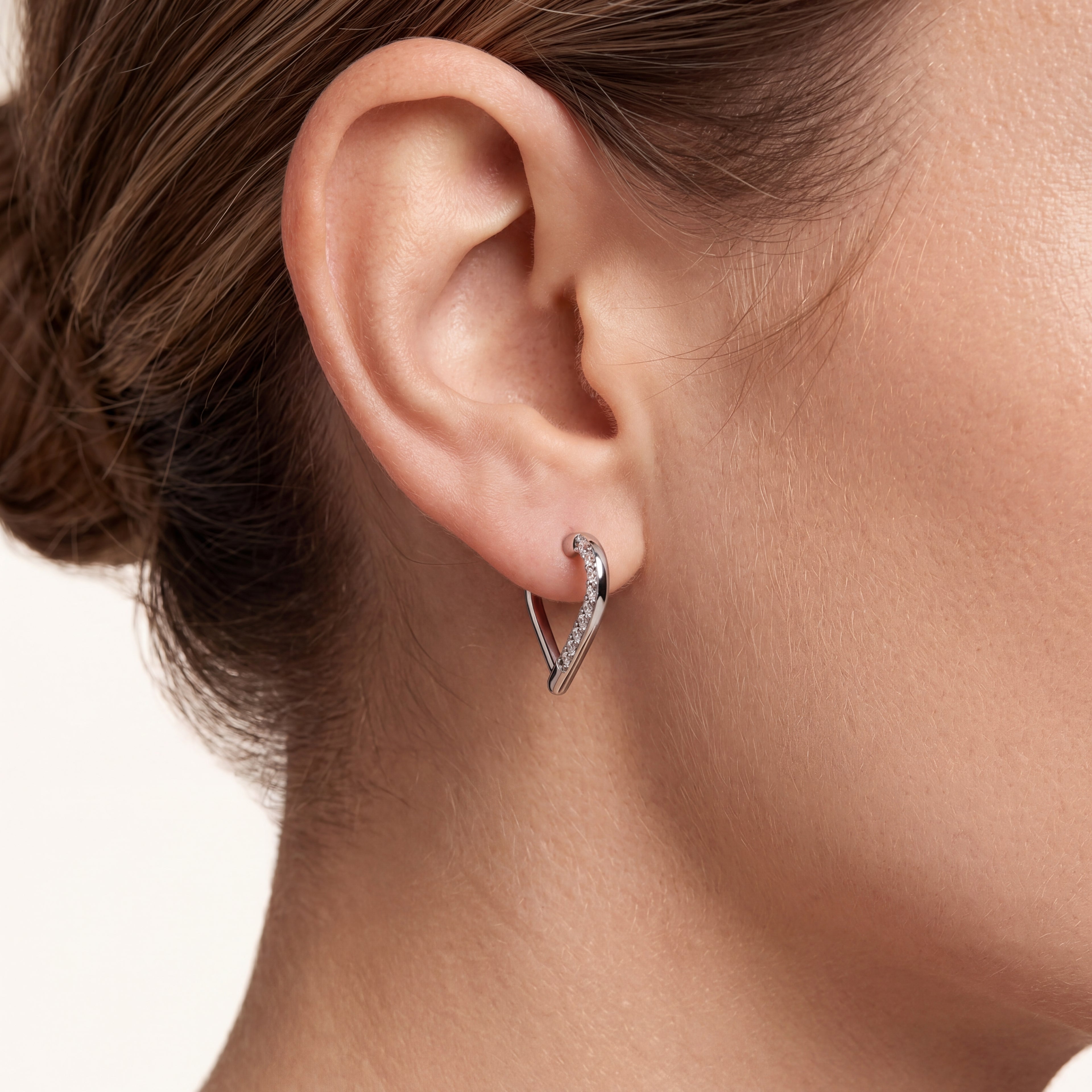 Crystal Heart Titanium Hoop Earrings - image 2