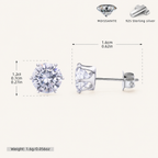 Sterling Silver Six-Prong Moissanite Solitaire Stud Earrings - Platinum / 7mm
