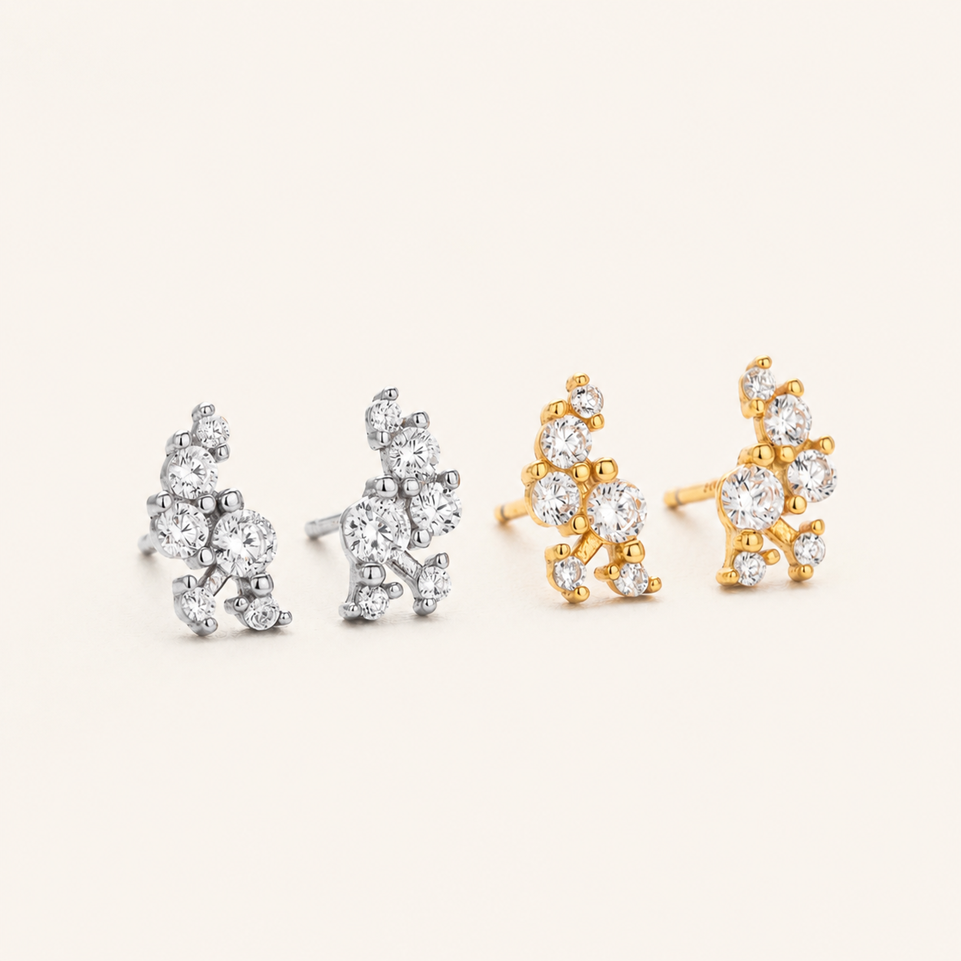 Sterling Silver Oriental Zirconia Stud Earrings detail