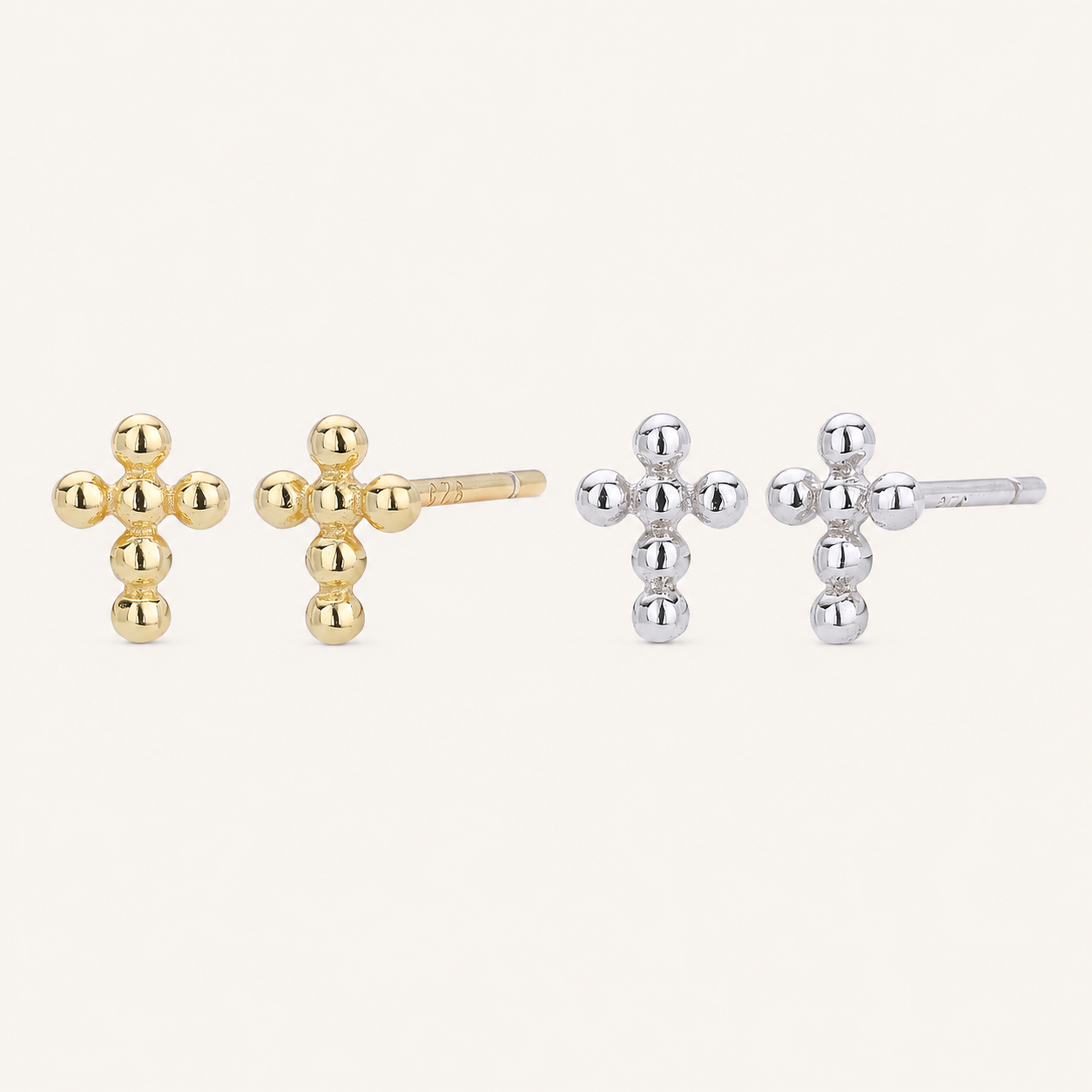 Sterling Silver Polished Cross Stud Earrings