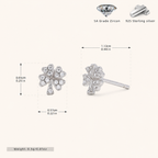 Sterling Silver Four-Leaf Clover Stud Earrings - Platinum