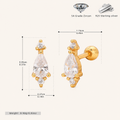 Sterling Silver Teardrop Zirconia Flat Back Earrings - Gold