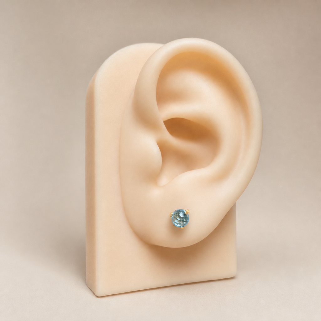 Titanium Red Crystal Flat Back Stud Earrings