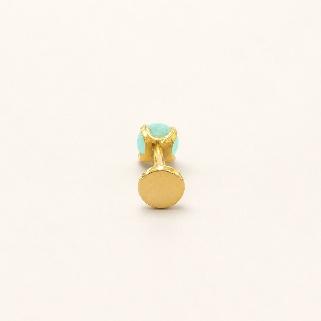 Titanium Amazonite Flat Back Stud Earrings