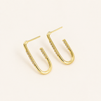 Sterling Silver Geometric U-Shape Zirconia Stud Earrings detail view
