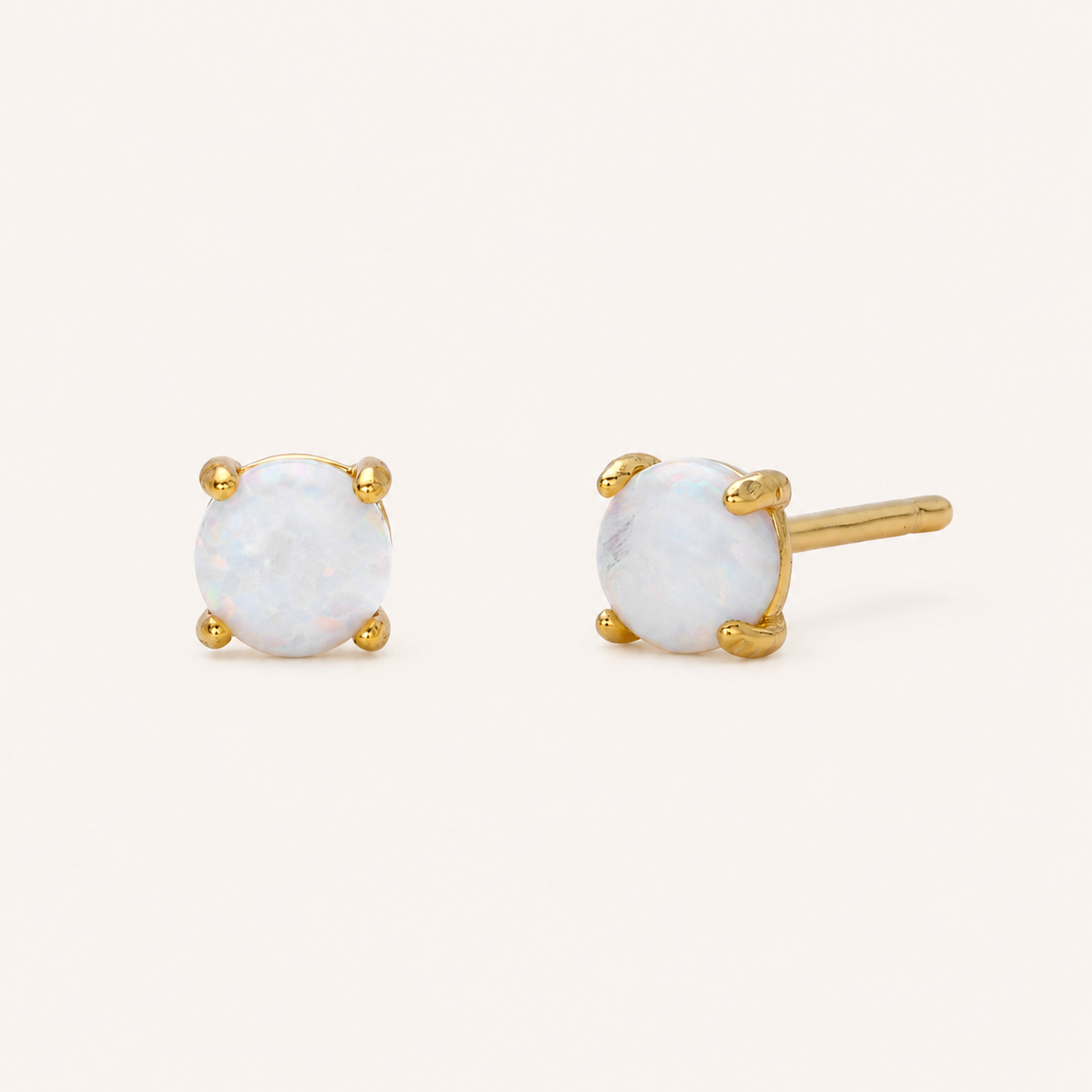 Sterling Silver Mini Opal Stud Earrings detail view