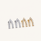 Sterling Silver Twisted Zirconia Ball Flat Back Earrings detail view