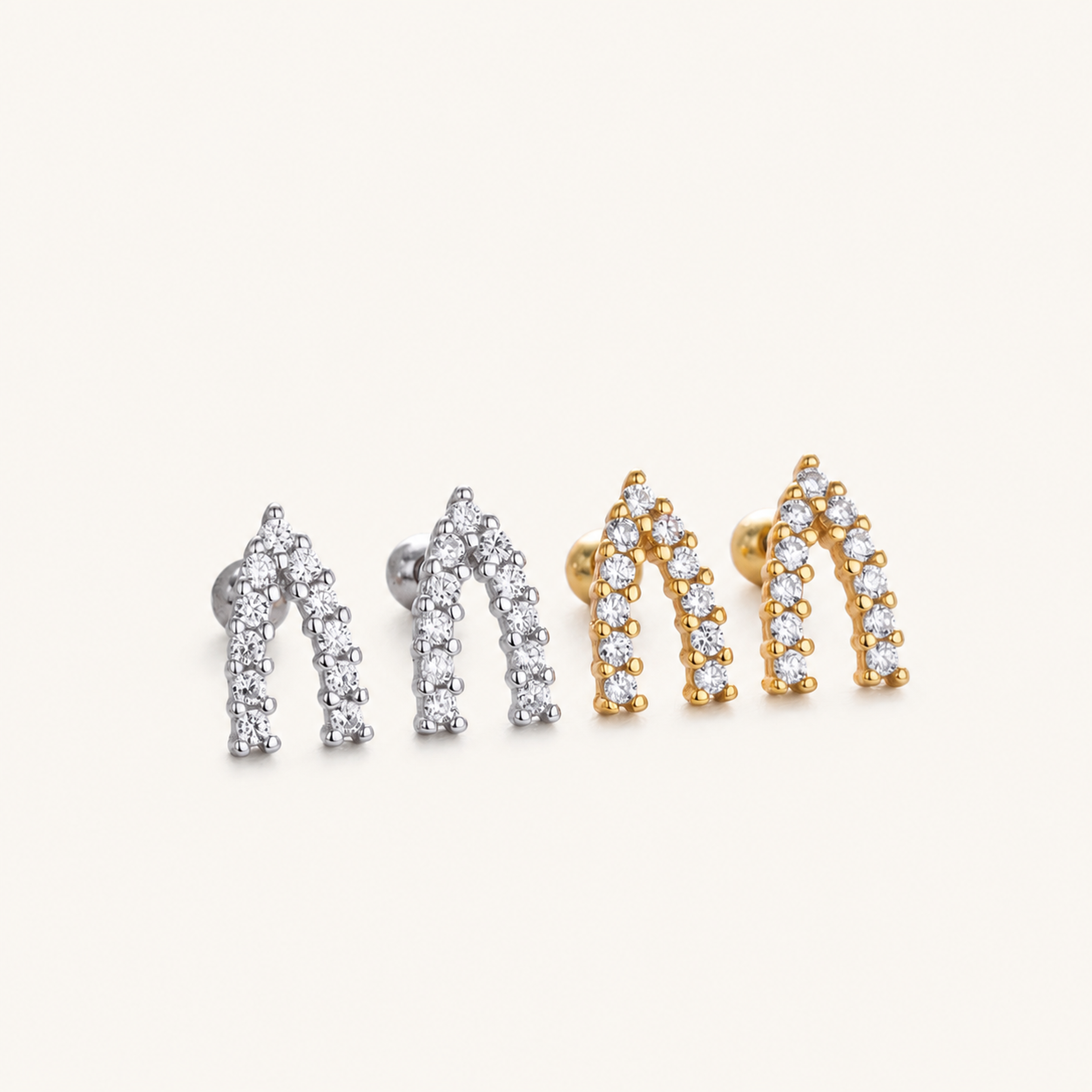 Sterling Silver Twisted Zirconia Ball Flat Back Earrings detail view