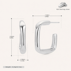Sterling Silver Hollow Tube Stud Earrings - Platinum
