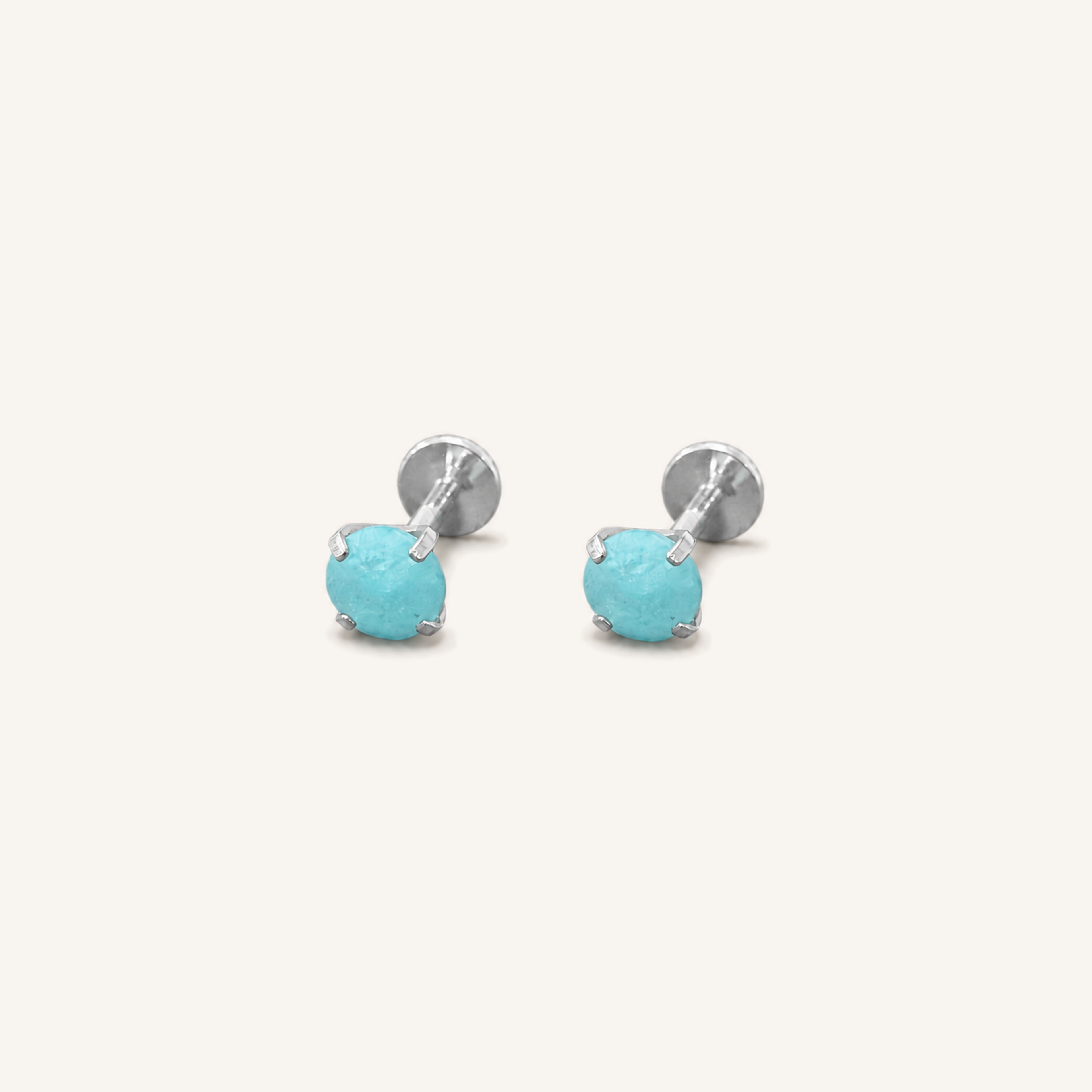 Titanium Amazonite Flat Back Stud Earrings