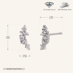 Sterling Silver French Pavé Zirconia Stud Earrings - Platinum