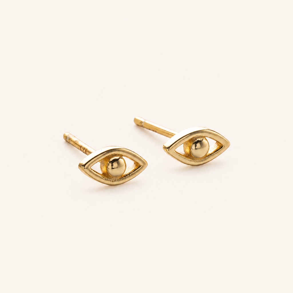 Sterling Silver Evil Eye Stud Earrings detail