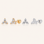 Sterling Silver Three-Stone Zirconia Cartilage Flat Back Earrings