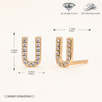 Sterling Silver Pave Initial Letter Stud Earrings - Gold / U
