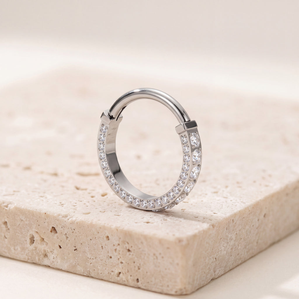 Pave Crystal Titanium Hoop Earrings - image 5