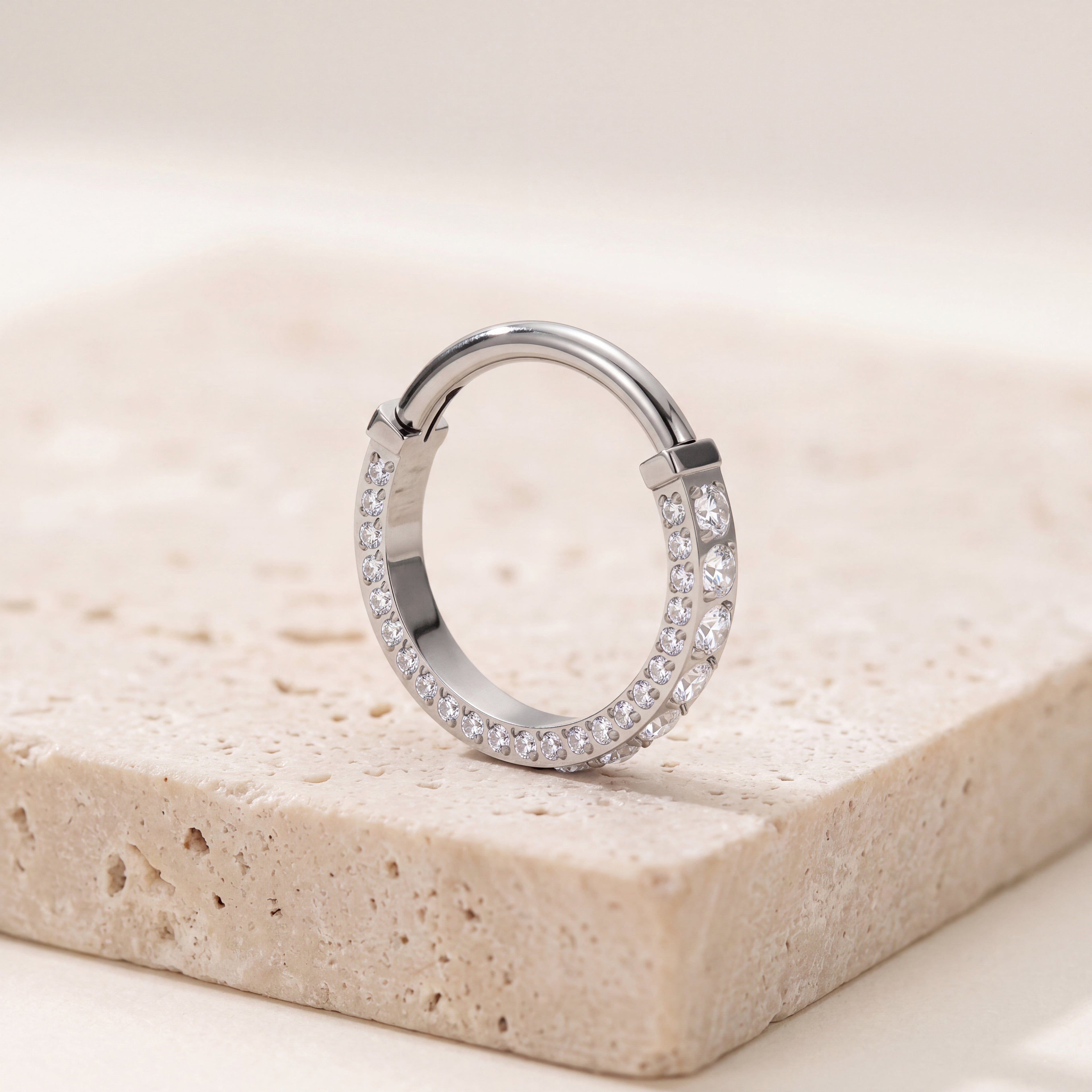 Pave Crystal Titanium Hoop Earrings - image 5