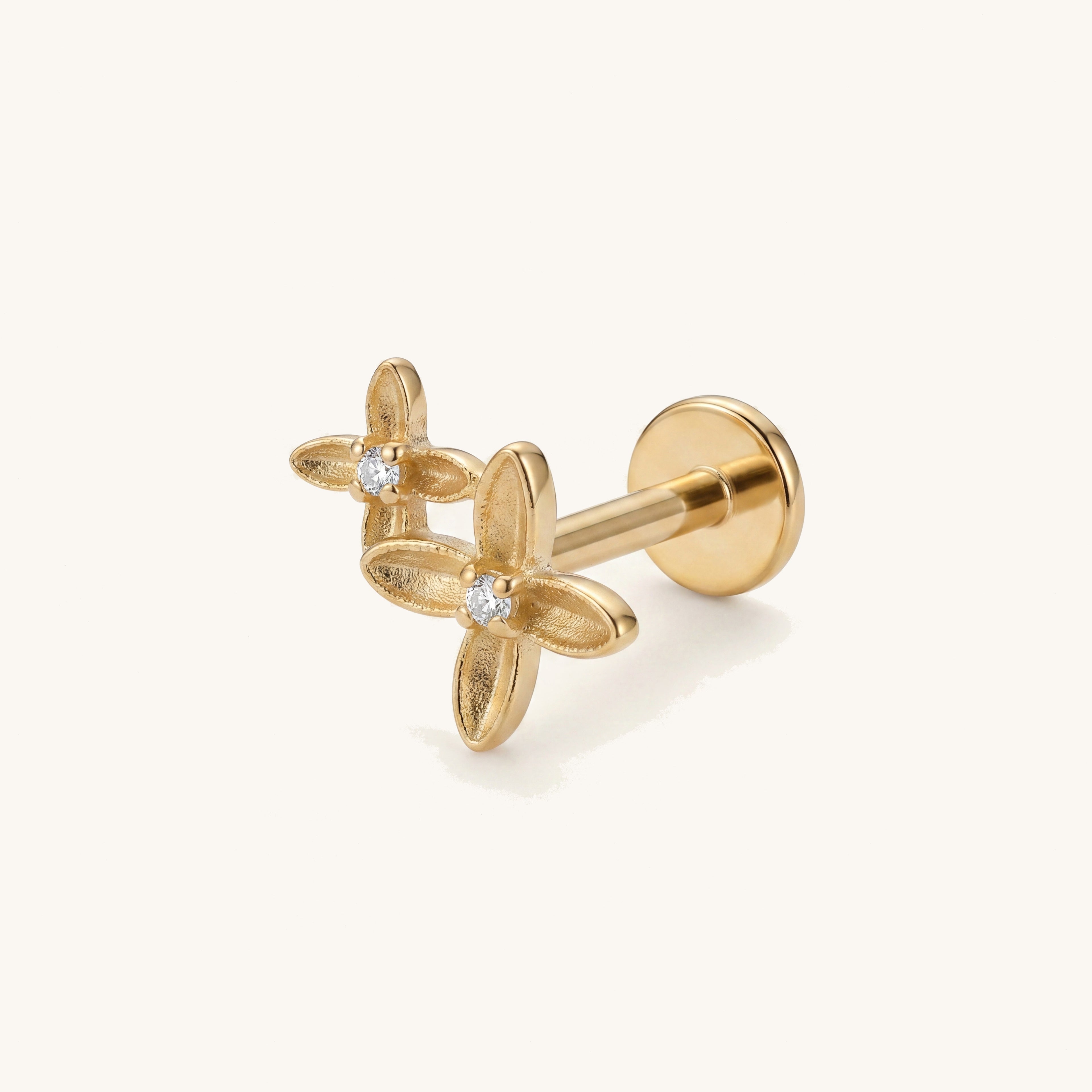 Osmanthus Crystal Titanium Stud Earrings - Gold