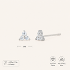 Sterling Silver Triangle Zirconia Stud Earrings - Platinum / White Zircon