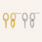Sterling Silver Twisted Double Ring Stud Earrings