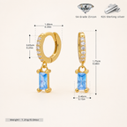 Sterling Silver Geometric Zirconia Hoop Earrings - Gold / 5