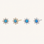 Sterling Silver Opal Sunflower Stud Earrings