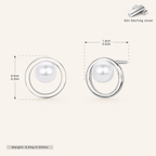 Sterling Silver French Pearl Stud Earrings - Platinum