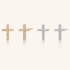Sterling Silver Zirconia Cross Stud Earrings