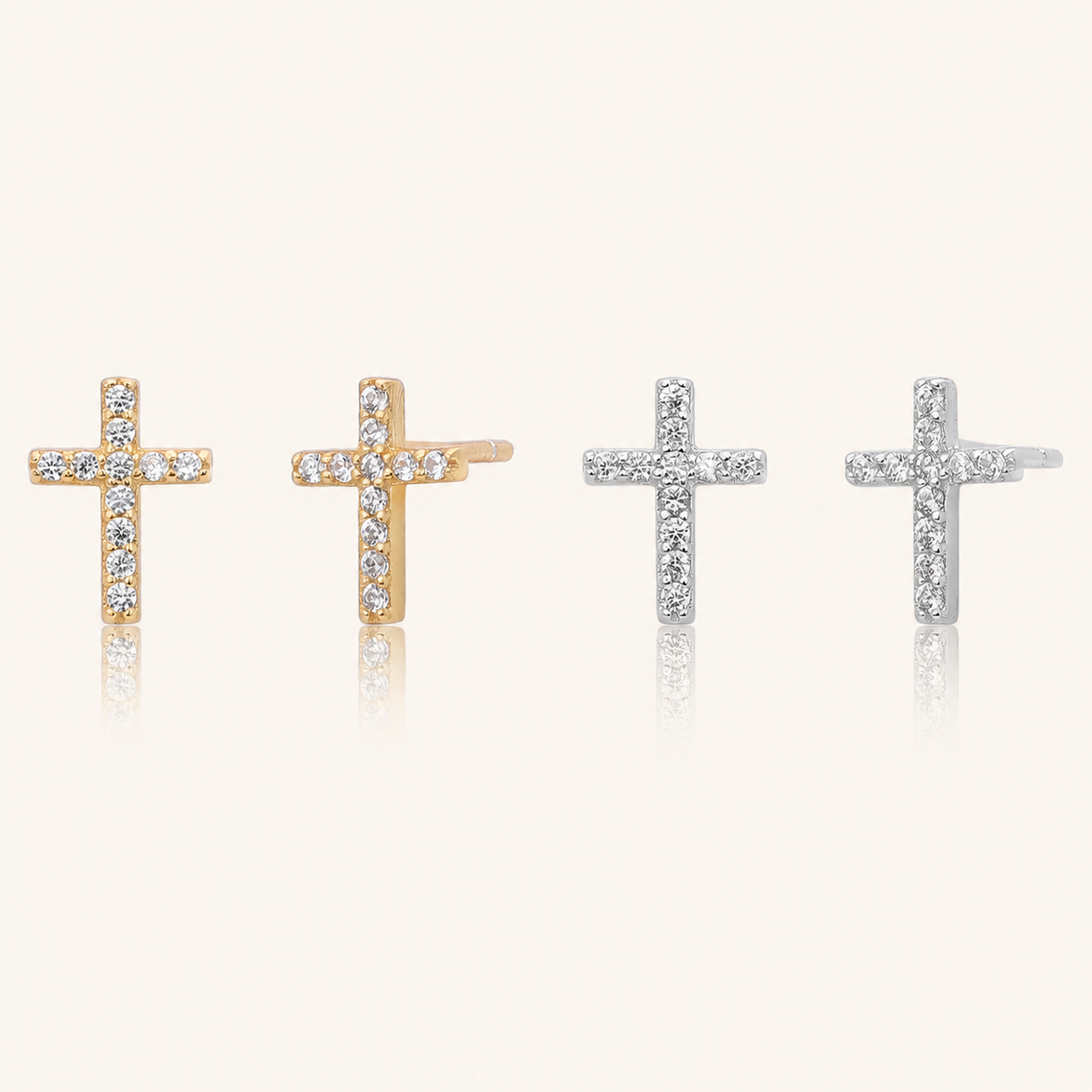 Sterling Silver Zirconia Cross Stud Earrings
