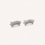 Sterling Silver Scattered Fan Zirconia Stud Earrings detail view