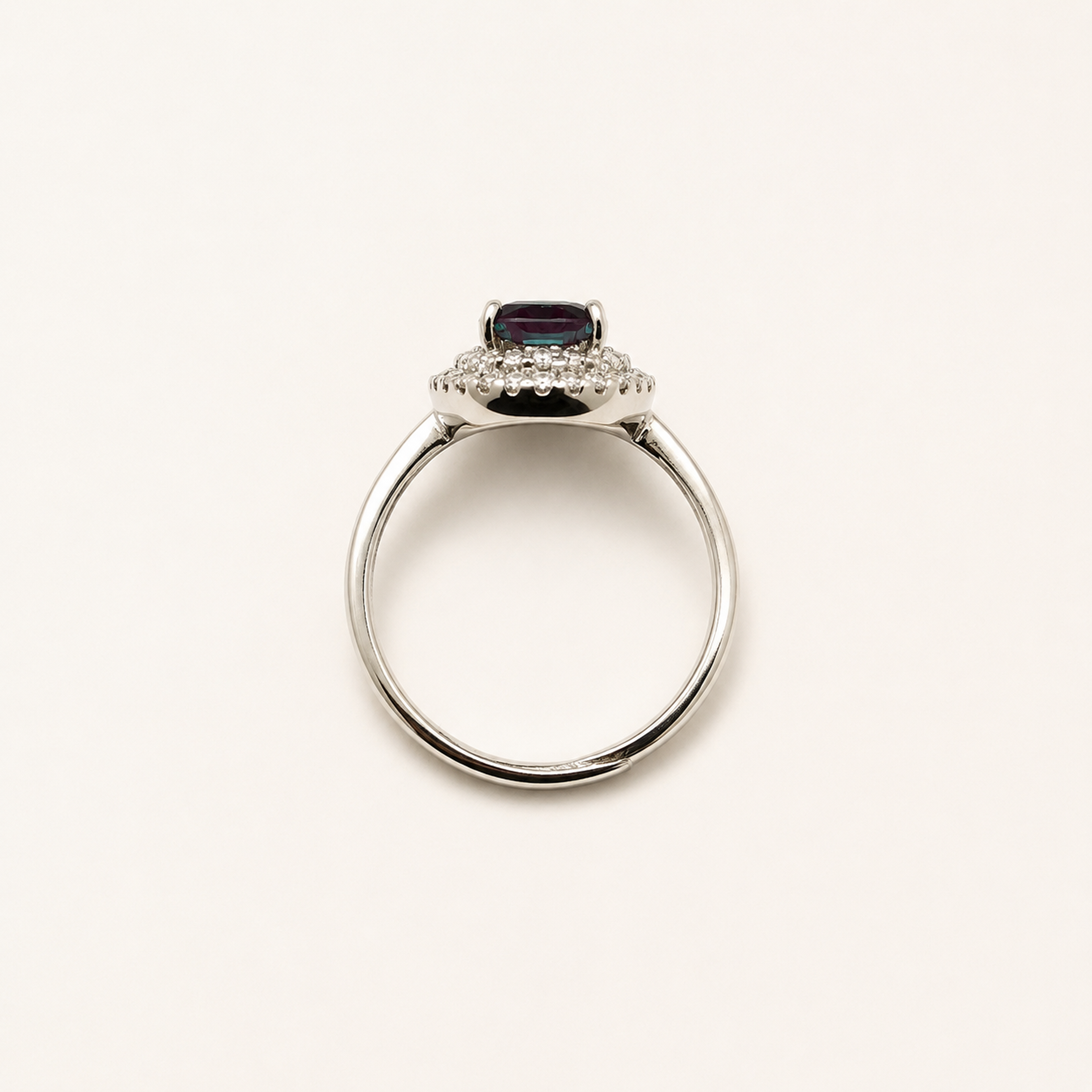 Twin Aura Lab-Grown Alexandrite Ring upright view