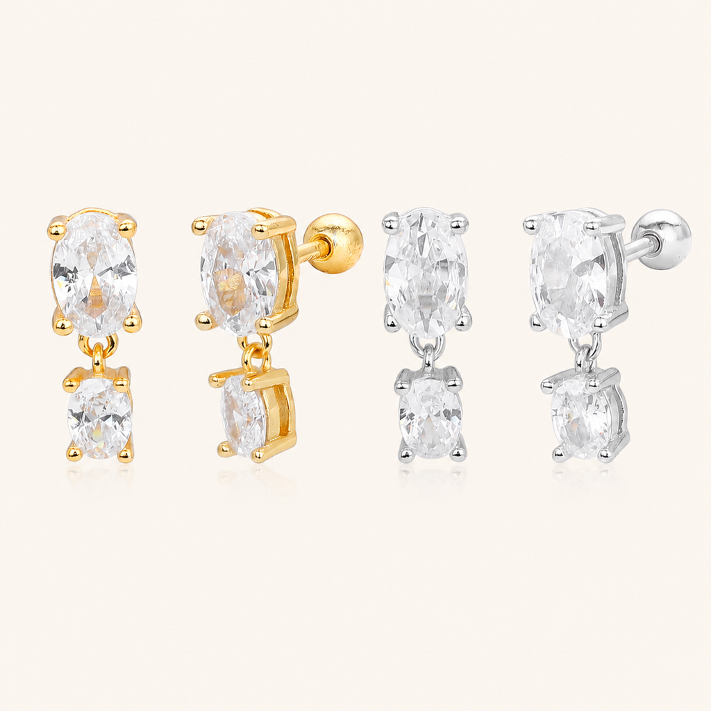 Sterling Silver Minimalist Zirconia Flat Back Earrings
