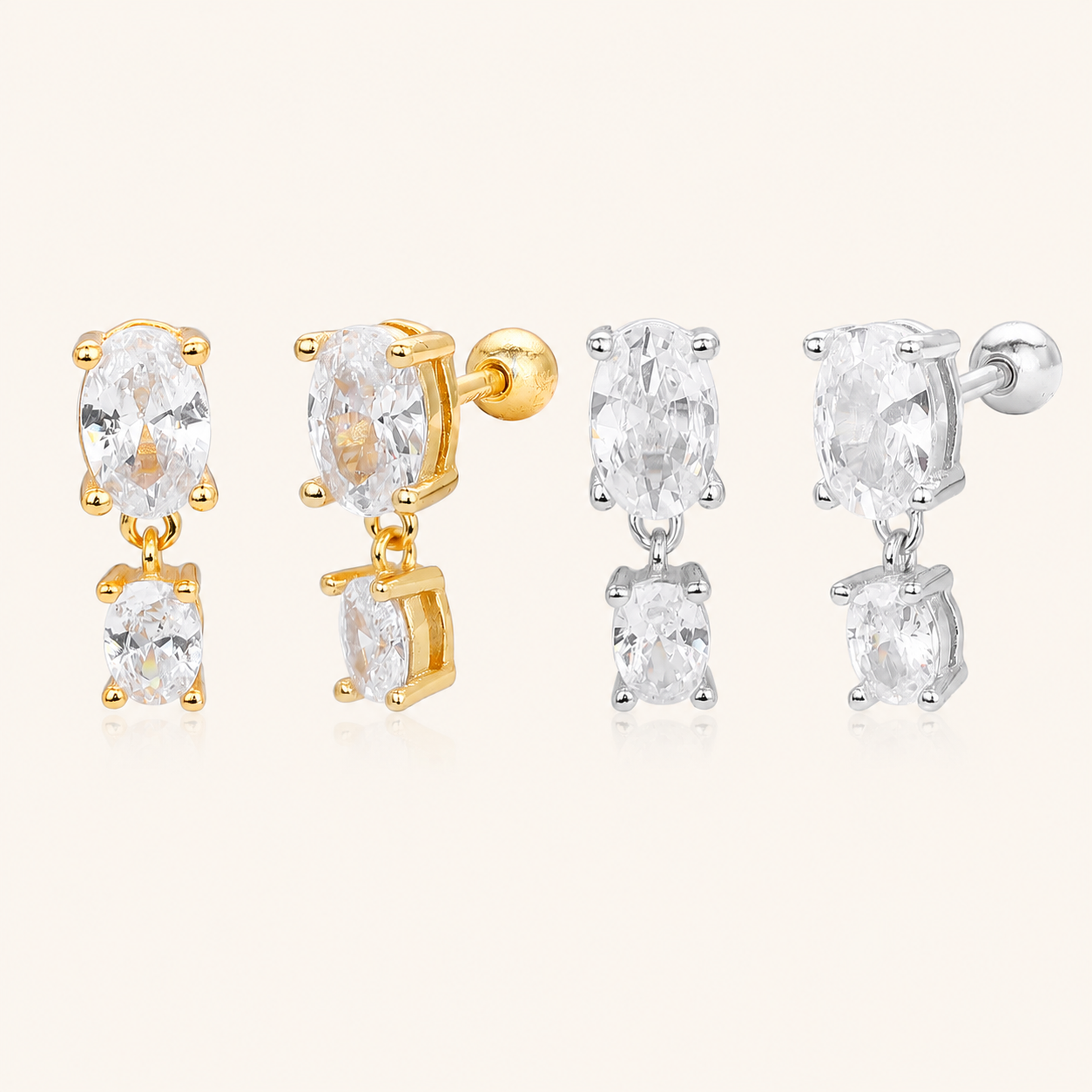 Sterling Silver Minimalist Zirconia Flat Back Earrings