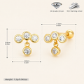 Sterling Silver Staggered Bezel Zirconia Flat Back Earrings - Gold