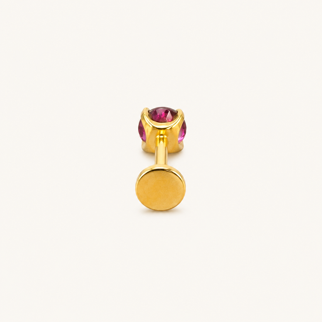 Titanium Four-Prong Natural Stone Flat Back Stud Earring