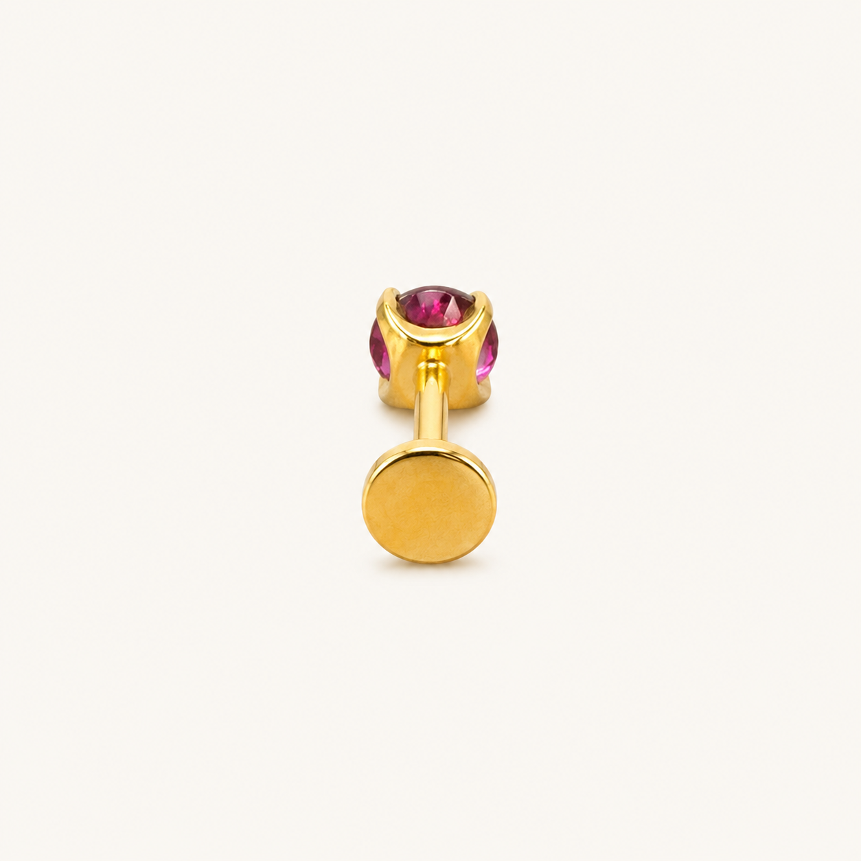 Titanium Four-Prong Natural Stone Flat Back Stud Earring
