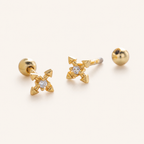 Sterling Silver Zirconia Cross Flat Back Earrings detail view