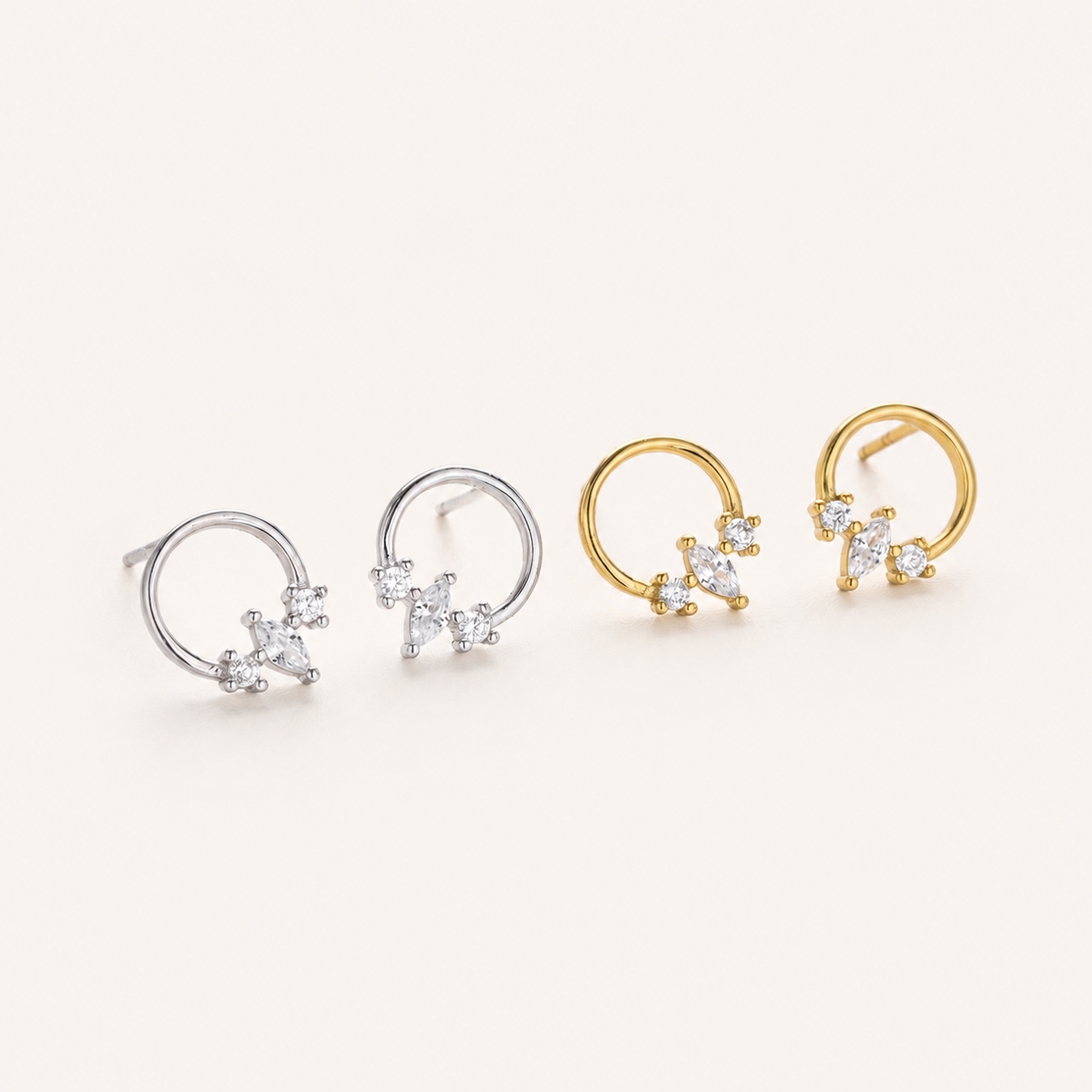 Sterling Silver Zirconia Solitaire Stud Earrings detail