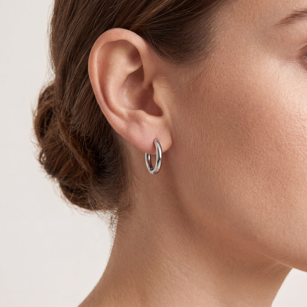 Rounded D-Shape Titanium Hoop Earrings - image 2