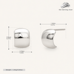 Sterling Silver Polished Arch Stud Earrings - Platinum