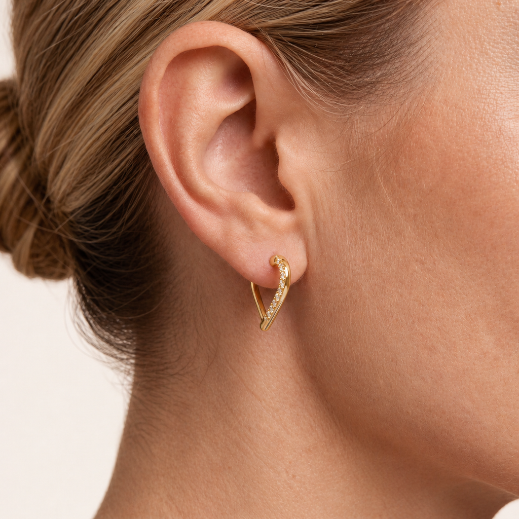 Crystal Heart Titanium Hoop Earrings - image 2