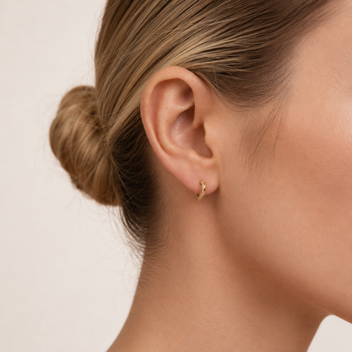 Crystal Heart Titanium Hoop Earrings - image 2
