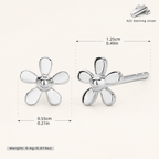 Sterling Silver Mini Flower Stud Earrings - Platinum