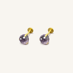 Titanium Rose Pink Crystal Flat Back Stud Earrings