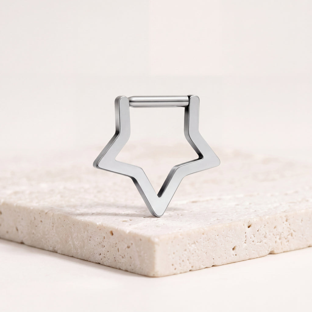 Open Star Titanium Hoop Earrings - image 5