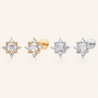 Sterling Silver Pearl Zirconia Cartilage Flat Back Earrings