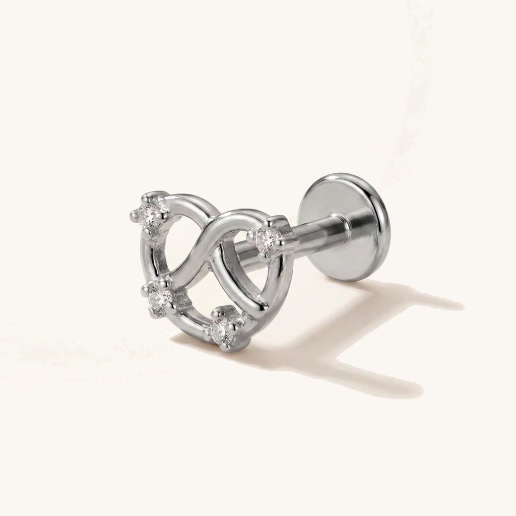 Knot Crystal Titanium Stud Earrings - Silver