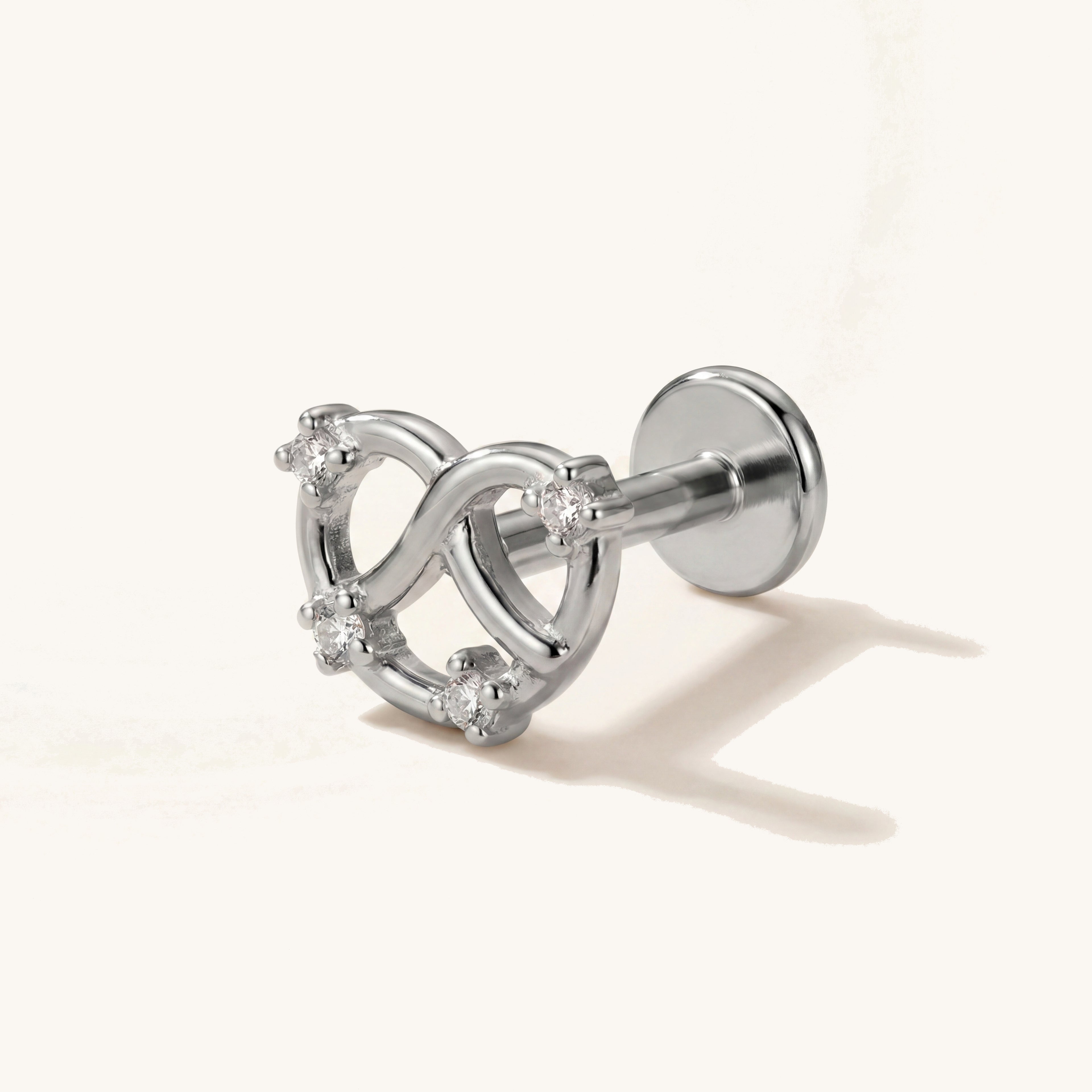 Knot Crystal Titanium Stud Earrings - Silver