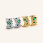 Sterling Silver Irregular C-Shape Zirconia Stud Earrings detail view