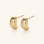 Sterling Silver Crescent Moon Ball Stud Earrings detail view