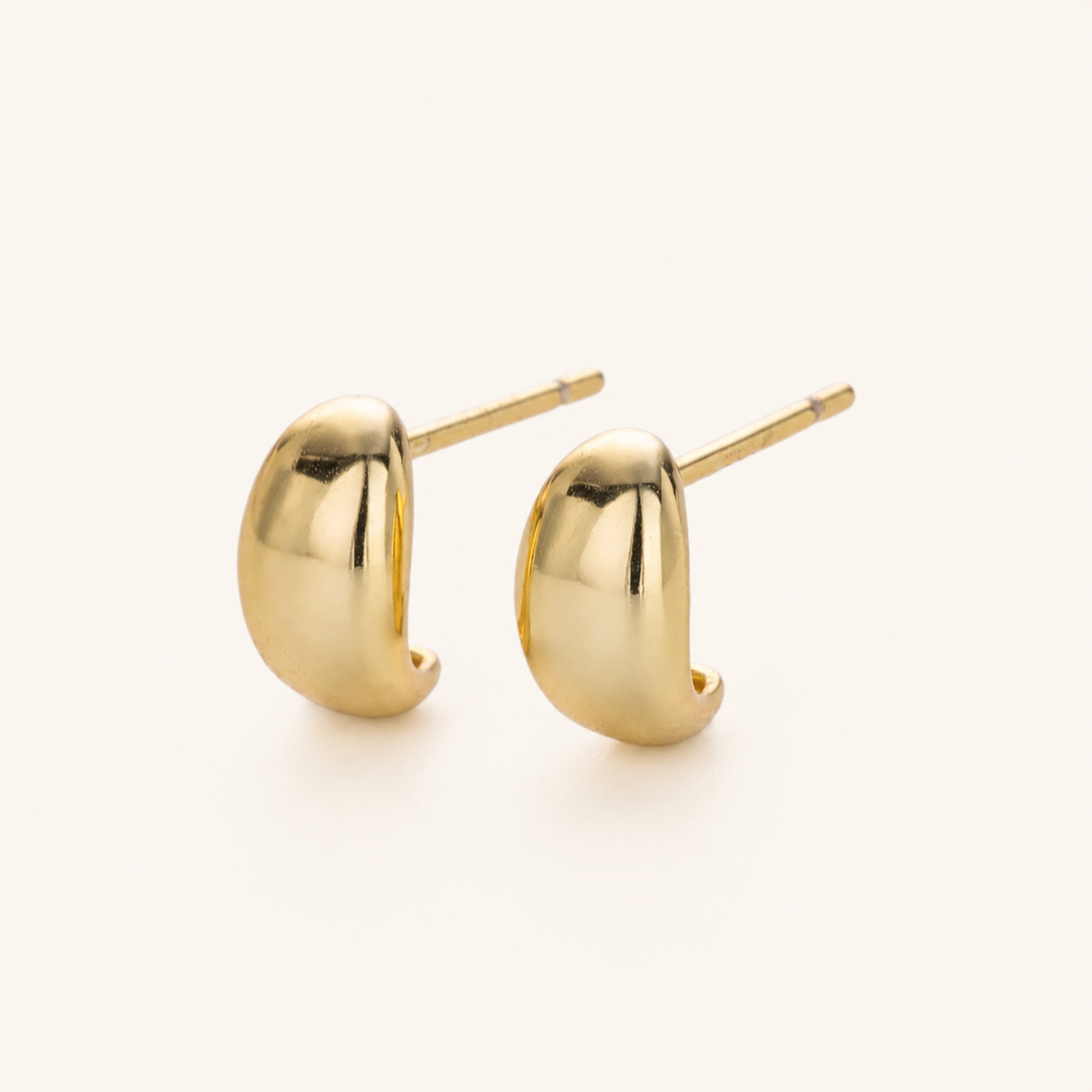 Sterling Silver Crescent Moon Ball Stud Earrings detail view